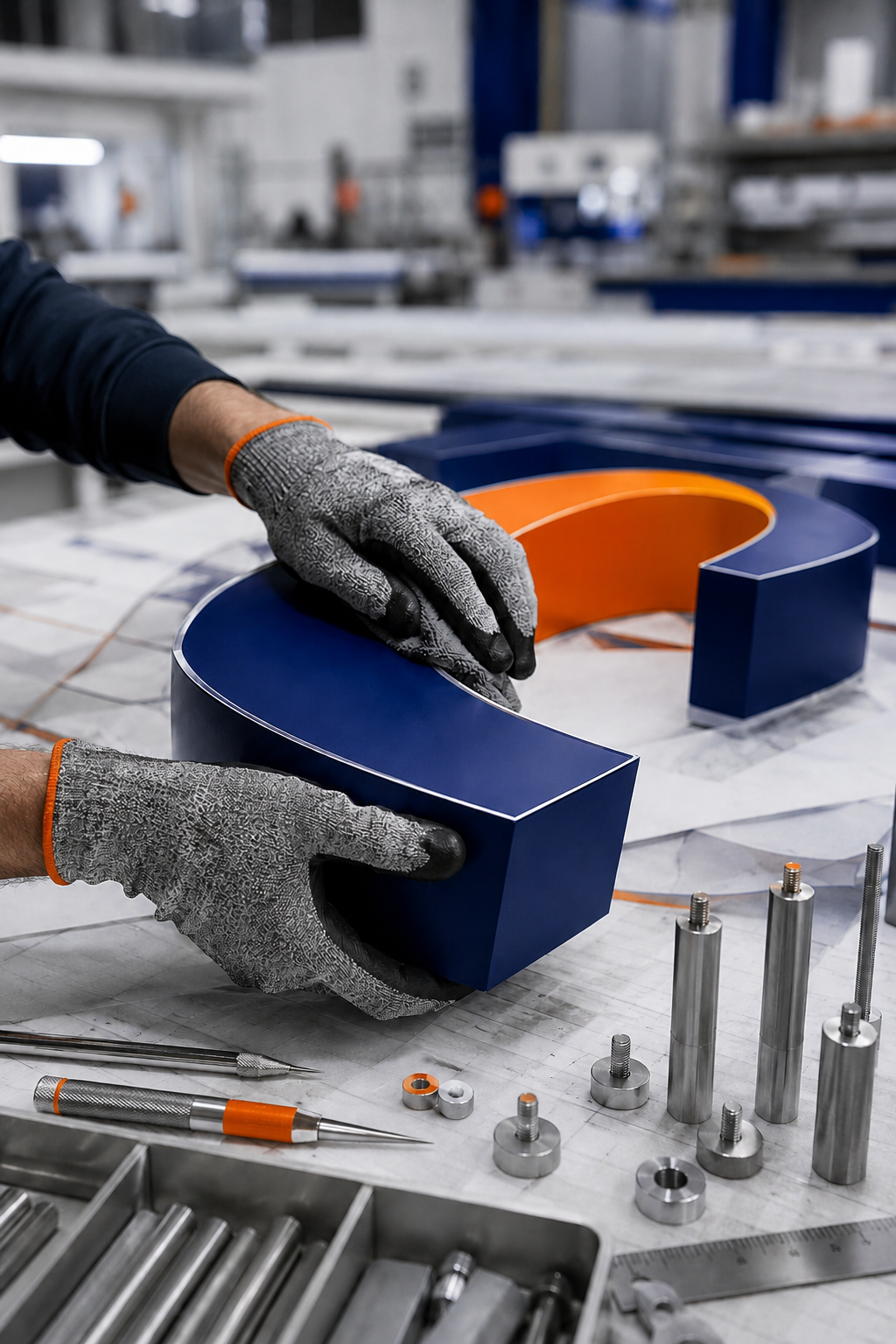 Benchmark dimensional sign fabrication